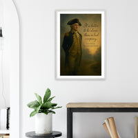 Framed portrait of George Washington, father of a nation, ready to hang.