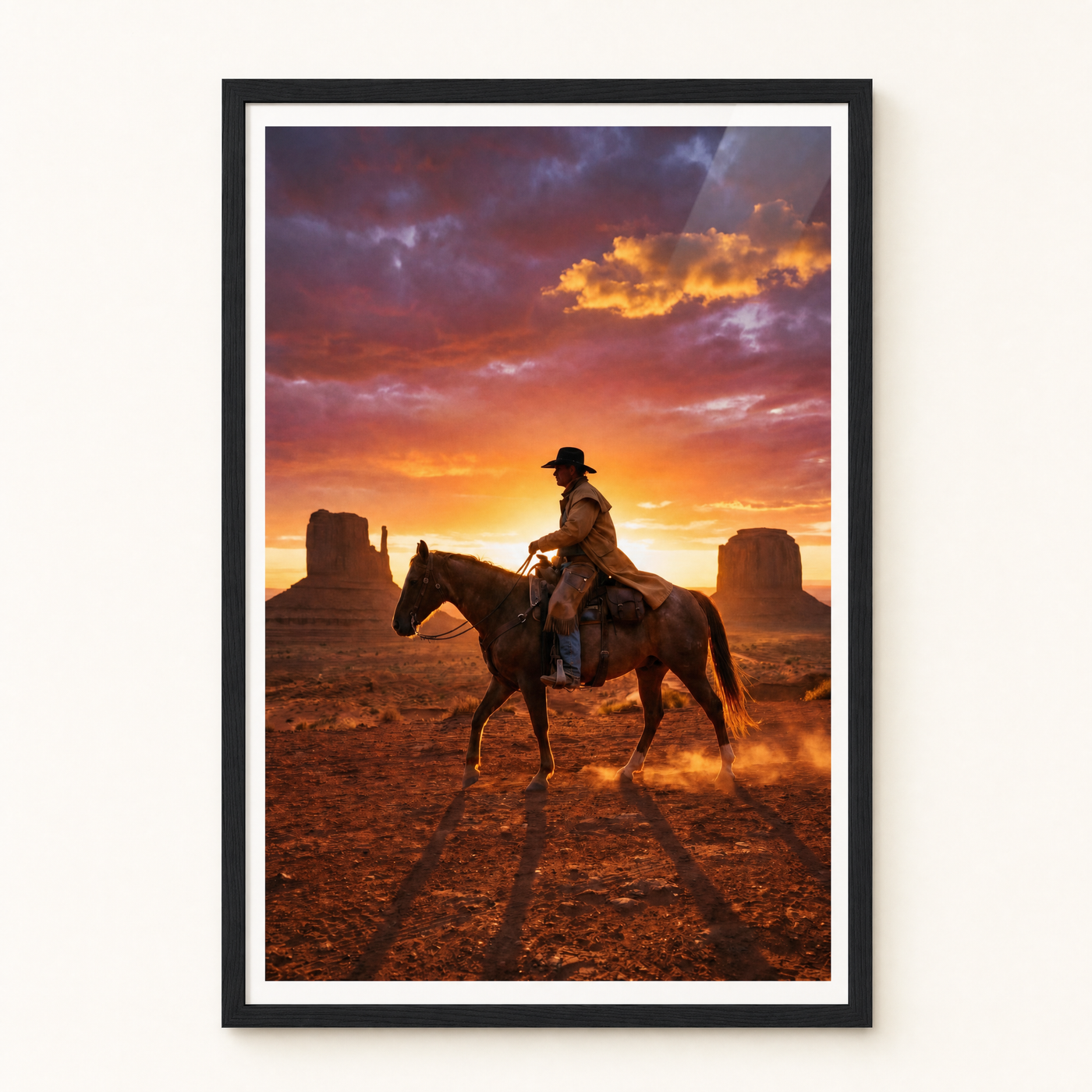 Into the Dusk framed print, matte black frame, clean studio product view on premium semi-glossy paper.