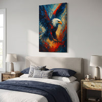 Wings of Liberty — Soaring Eagle canvas above a bed
