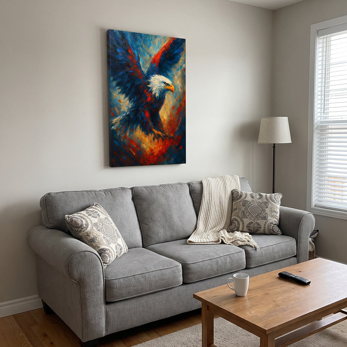 Wings of Liberty — Soaring Eagle canvas in a living room