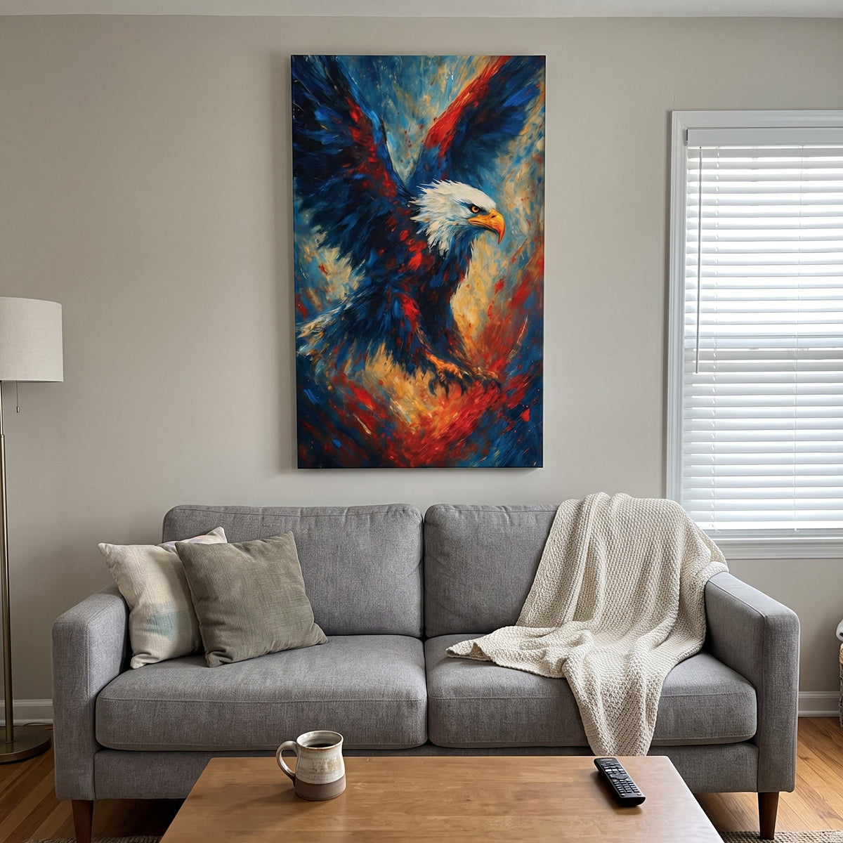 Wings of Liberty — Soaring Eagle canvas in a living room