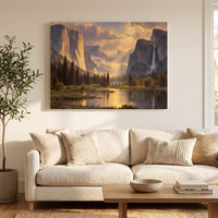 Yosemite Valley in Golden Light canvas in a living room